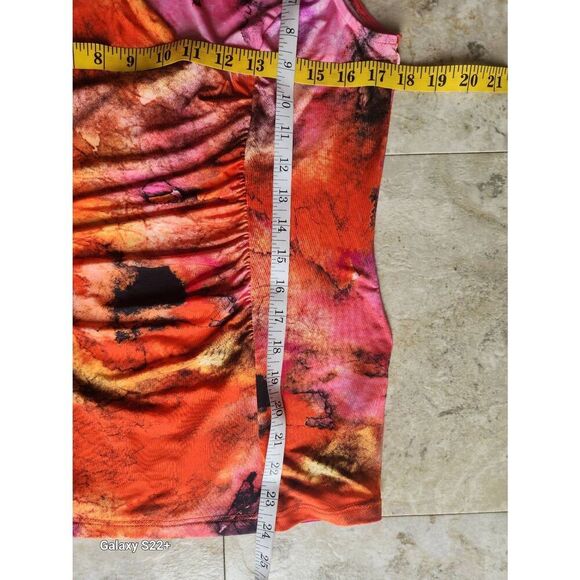 F17 Soft Works bright colored Orang tank with ruching in front. Fall Colors - Picture 8 of 8